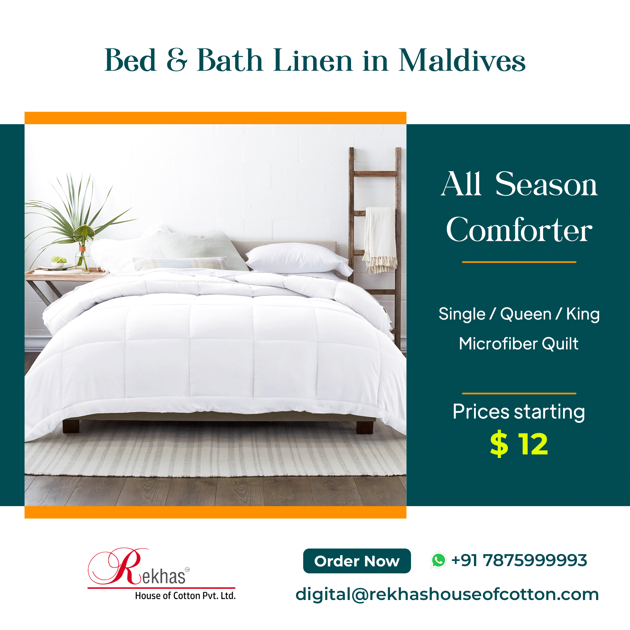 Get the best and the most luxurious Bed & Bath Linen in Maldives from Rekhas House of Cotton at a cheap & affordable price