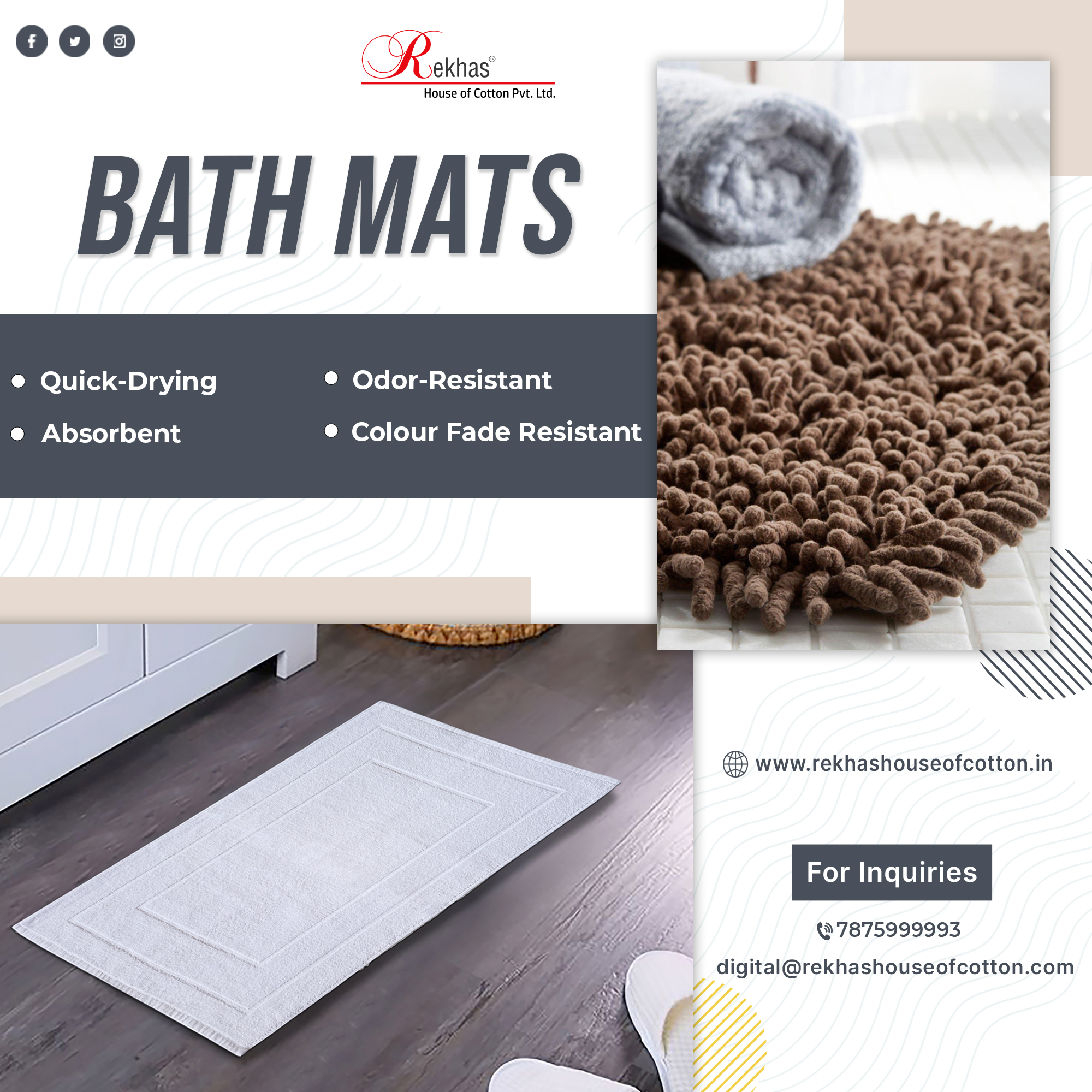 Best Quality Plush & Luxurious Bath Mats from Rekhas House of Cotton in Andaman & Nicobar islands