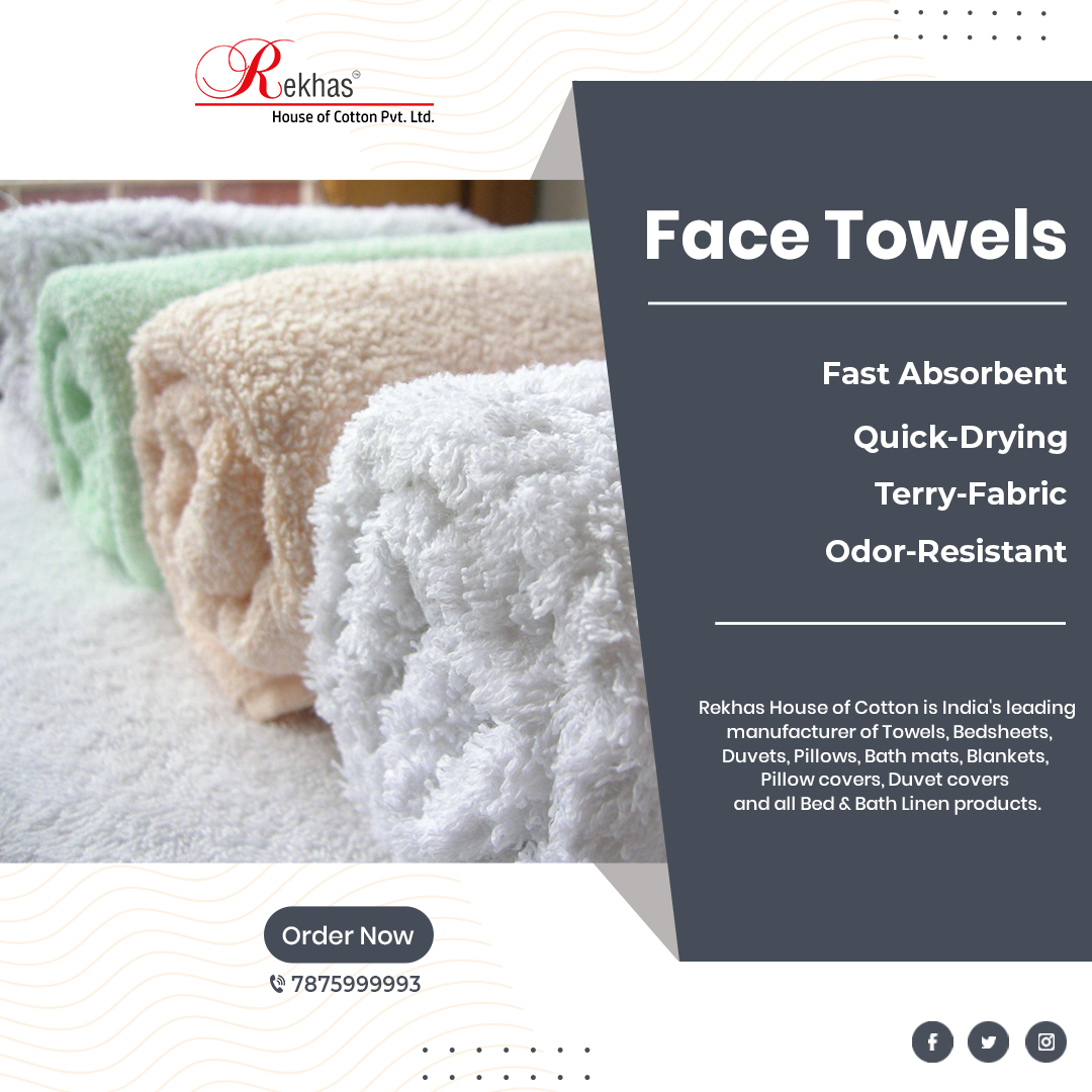 Rekhas Face towels are not just any ordinary microfiber face towels. It’s a real premium product that just cleans better than other Face Towels. It’s thicker, softer, and more absorbent. . Get these Face Towels in Chennai from Rekhas House of Cotton.
