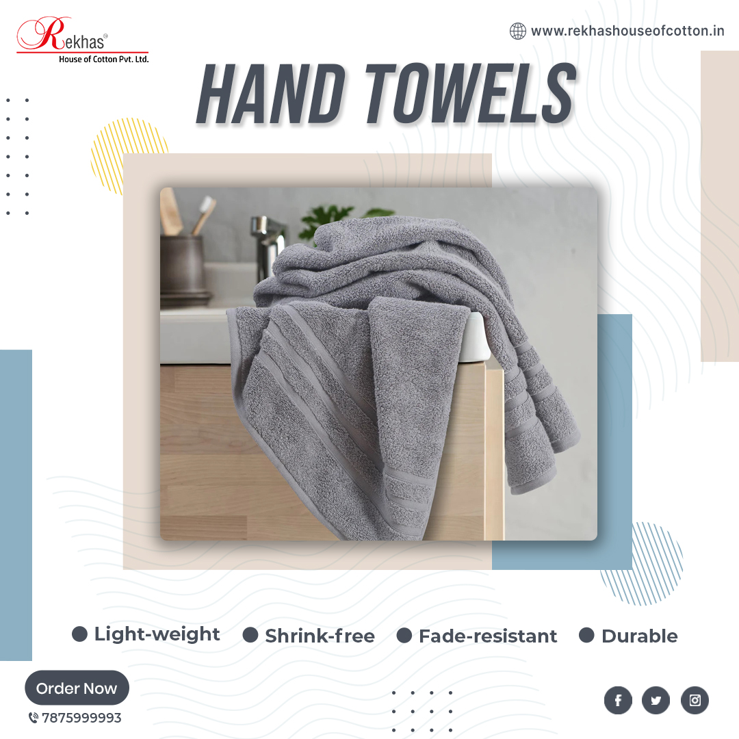 Rekhas Hand Towels blends luxury design with functional fabric that last for long duration. Get these Hand Towels in margao, Goa from Rekhas House of cotton.